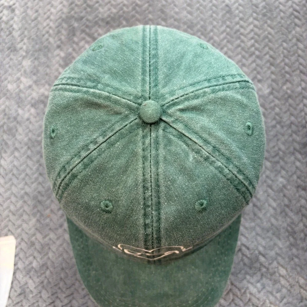 Adams Local Heart Embroidered Green Pigment Dyed Leather Strapback Dad Hat LP101